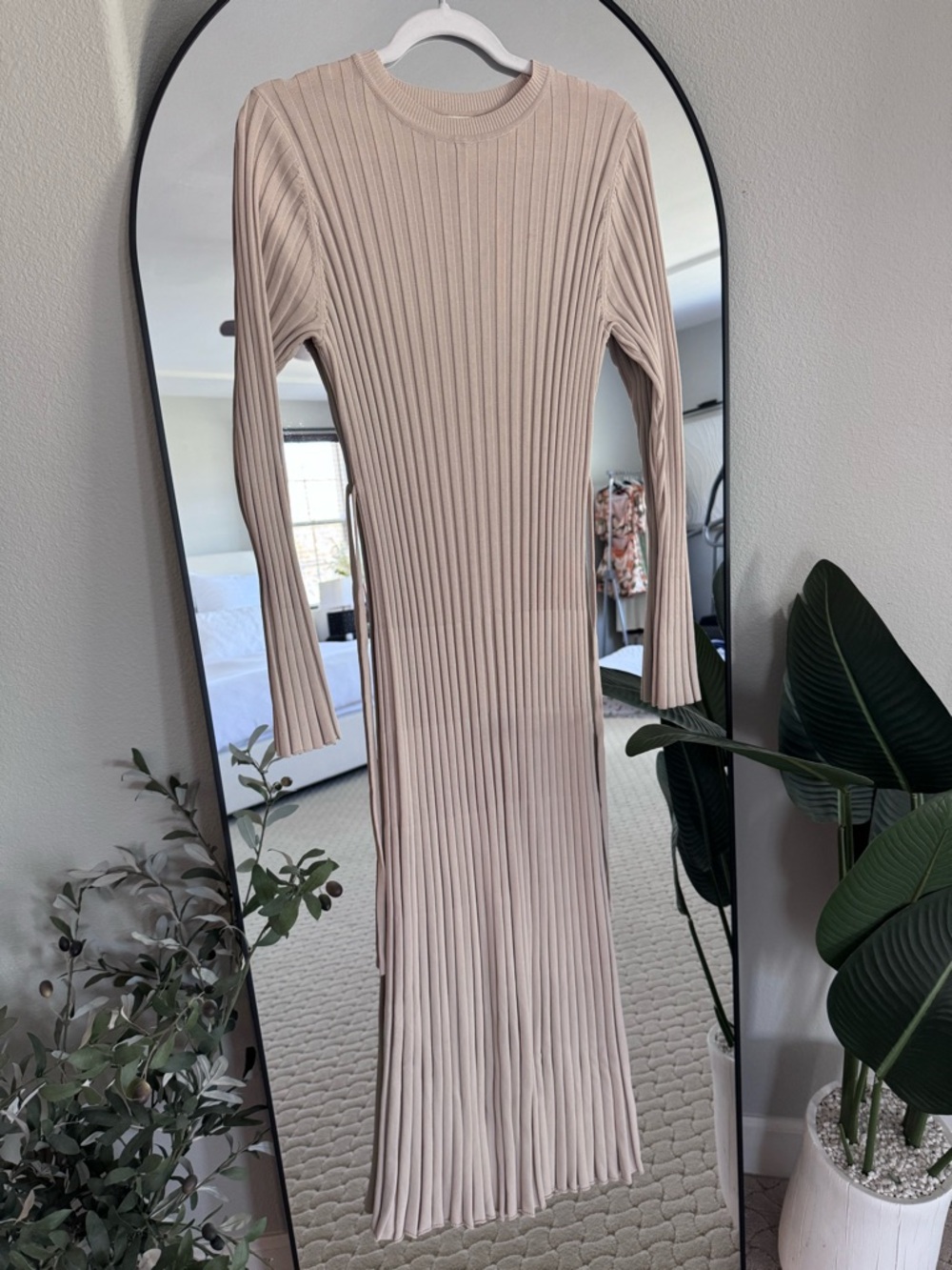 * NWOT * DISSH Ada Stone Long Sleeve Ribbed Maxi Dress in Stone